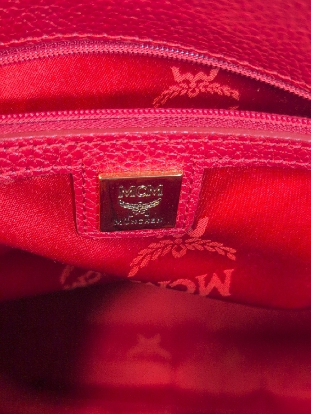 MCM Red Studded Leather Crossbody/ Tote Bag - Picture 13 of 16